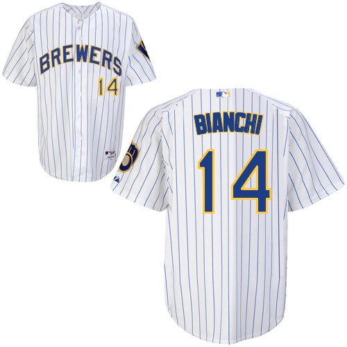 Jeff Bianchi #14 MLB Jersey-Milwaukee Brewers Men's Authentic Alternate Home White Baseball Jersey
